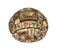 Wild Animals Print Double Layer Waterproof Shower Cap Women Men Reusable Bath Hair Caps Elastic Band