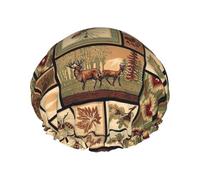 Wild Animals Print Shower Cap For Women Reusable Double Layer Stylish Soft Bath Cap With Lining Elastic Band