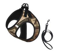 Wild Animals Retro Farmhouse Print Small Dog Harness And Leash Set, Adjustable Soft Vest With 360° Reflective Straps For Cats Puppy