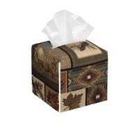Wild Animals Retro Farmhouse Print Tissue Box Cover, Leather Tissue Holder Decorative Tissue Box Holder For Kitchen, Bathroom