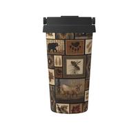 Wild Animals Retro Farmhouse Print Travel Mug Coffee Cup Thermal Leakproof, Insulated Stainless Steel Flask Hot Cold Drinks Cup