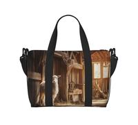 Wild Animals Retro Farmhouse2 print Gym Bag for Women, Weekender Overnight Bag,Personal Item Bag, shoulder Bag for Women Men, Black, One Size
