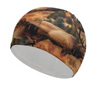 Wild Animals Swim Cap for Women Men Waterproof Bathing Caps Keep Hair Dry Elasticity Adult Swimming Caps Comfortable Long Hair Swim Hat Non-Slip Fabric Swimming Cap