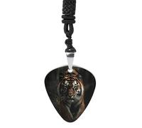 Wild Animals Tiger Guitar Pick Necklace Exquisite Cool Pendant Necklaces Titanium Steel Personalized Necklaces Fashion Guitar Pick Holder Necklace Unisex Unique Gifts