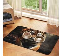 Wild Animals Tiger Pet Feeding Mat Absorbent Pu Leather Dog Cat Food Mats Contain Spills Protects Floors, Anti-Slip Rubber Backing Dog Bowl Mats Easy Clean Pet Placemats 40x60cm