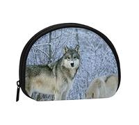 Wild Animals Wolf Coin Purse Shell Mini Pouch Wallet Change Bag for Women Girls Kids