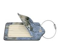 Wild Animals Wolf Printed,Luggage Tags Pu Leather Name Tag Travel Suitcase Identifier ID Tags Durable Luggage Label 2 pcs