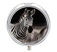 Wild Animals Zebra Pill Box 3-Compartment Medicine Pill Case Portable Round Pill Box Pill Container Holder to Hold Vitamins Decorative Metal Medicine Organizer