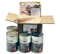 Wild Antler Wet Food & Chew Pack - 4 x 400g Reindeer, Venison & Wild Boar Tins with Medium Antler Chew | Grain Free & Natural