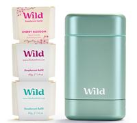 Wild - Aqua Case with Refill Variety Pack (3 x 40g) - Natural Refillable Deodorant - Aluminium Free - Includes Fresh Cotton & Sea Salt, Cherry Blossom