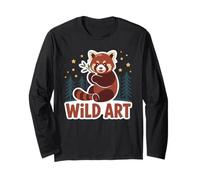 Wild Art Red Panda Bamboo Grove Forest Stars Long Sleeve T-Shirt