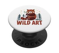 WILD ART Red Panda Bamboo Grove Forest Stars PopSockets Adhesive PopGrip