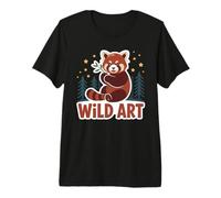 Wild Art Red Panda Bamboo Grove Forest Stars Premium T-Shirt