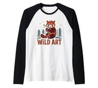 Wild Art Red Panda Bamboo Grove Forest Stars Raglan Baseball Tee