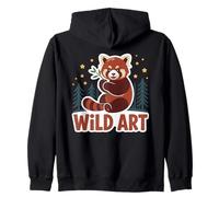 WILD ART Red Panda Bamboo Grove Forest Stars Zip Hoodie
