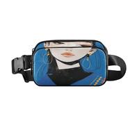 Wild Asian Women Blue Trendy Fanny Pack Waist Bag for Women Men Teens Large Capacity Crossbody Shoulder Bag with Adjustable Strap for Travel Shopping Running, Aesthetic Fighting Fish, One Size