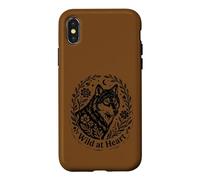 Wild at Heart Boho Wolf Nature Moon Floral Vintage Style Case for iPhone X/XS