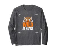Wild at Heart: Fierce Tiger Spirit for Adventure Seekers Long Sleeve T-Shirt, Adult Unisex, Dark Heather Grey, S