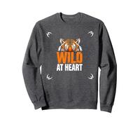 Wild at Heart: Fierce Tiger Spirit for Adventure Seekers Sweatshirt, Adult Unisex, Dark Heather Grey, M