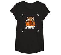 Wild at Heart: Fierce Tiger Spirit for Adventure Seekers T-Shirt, Girls, Black, Medium