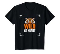 Wild at Heart: Fierce Tiger Spirit for Adventure Seekers T-Shirt, Kids, Black, 12 Years