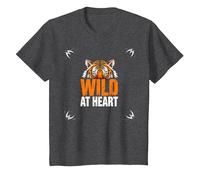 Wild at Heart: Fierce Tiger Spirit for Adventure Seekers T-Shirt, Kids, Dark Heather Grey, 6 Years