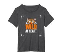 Wild at Heart: Fierce Tiger Spirit for Adventure Seekers T-Shirt, Women's Plus, Dark Heather Grey, 5X