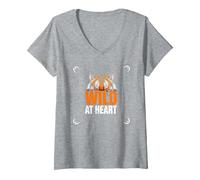 Wild at Heart: Fierce Tiger Spirit for Adventure Seekers V-Neck T-Shirt, Women, Heather Grey, XXL