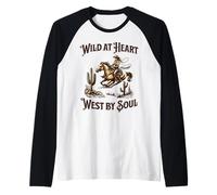 Wild at Heart West by Soul Cowgirl Western Graphic Raglan Baseball Tee