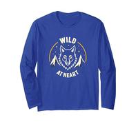 Wild at Heart: Wolf Spirit Mountain Adventure Long Sleeve T-Shirt, Adult Unisex, Royal Blue, S
