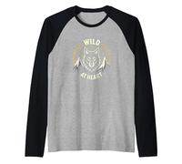 Wild at Heart: Wolf Spirit Mountain Adventure Raglan Baseball Tee, Men, Black/Athletic Heather, XXL