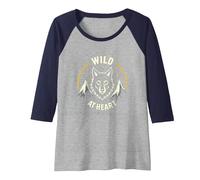 Wild at Heart: Wolf Spirit Mountain Adventure Raglan Baseball Tee, Women, Navy/Athletic Heather, XXL