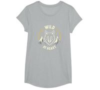 Wild at Heart: Wolf Spirit Mountain Adventure T-Shirt, Girls, Heather Grey, Medium
