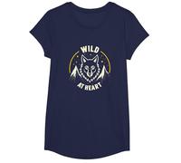 Wild at Heart: Wolf Spirit Mountain Adventure T-Shirt, Girls, Navy, Medium