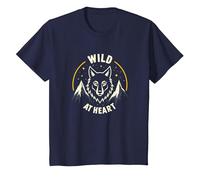 Wild at Heart: Wolf Spirit Mountain Adventure T-Shirt, Kids, Navy, 6 Years