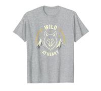 Wild at Heart: Wolf Spirit Mountain Adventure T-Shirt, Men, Heather Grey, 6XL