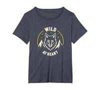 Wild at Heart: Wolf Spirit Mountain Adventure T-Shirt, Women's Plus, Heather Blue, 1X