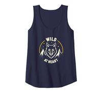 Wild at Heart: Wolf Spirit Mountain Adventure Tank Top, Women, Navy, XXL