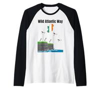 Wild Atlantic Way Puffin Colony Ireland map Travel Souvenir Raglan Baseball Tee