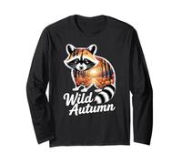 Wild Autumn Raccoon Forest Scene Fall Long Sleeve T-Shirt