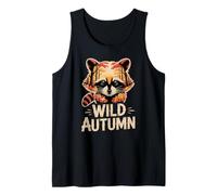 Wild Autumn Raccoon Forest Scene Fall Tank Top