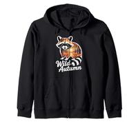 Wild Autumn Raccoon Forest Scene Fall Zip Hoodie