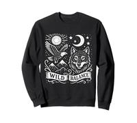 Wild Balance Wolf Eagle Moon Nature Mountain Art Sweatshirt