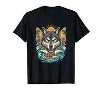 Wild Beach Wolf Surfboards Ocean Waves Sunset T-Shirt