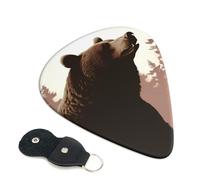 Wild Bear 6 Pack Guitar Picks With Holder, Personalized Guitar Plectrums Non-Slip Portable Ukulele Bass Picks 0.96mm For Acoustic Guitar Lovers Gifts