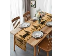 Wild Bear Pine Tree Vintage Table Runner 90 Inches Long, Abstract Bear Paw Washable Table Runners Heat-Insulation Kitchen Dining Table Decorations for Home Party Decor 13x90in