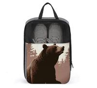 Wild Bear Shoe Bag Travel Shoe Organizer Water-Resistant Shoe Pouch with Zipper Sneaker Dust Bag, gray, One Size, Modern