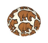 Wild Bear Shower Caps for Women, Elastic Reusable Bathing Hair Cap Environmental Protection Hair Bath Caps, Double WaterproofBathing Shower Hat
