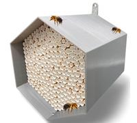 Wild Bee Nesting Aid - Absolutely Durable & Weatherproof. Insect Hotel with 300 Nesting Sleeves. High-Quality Wild Bee Hotel for Garden Enthusiasts (Gray)
