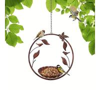 Wild Bird Feeder for Outdoor, Circle Metal Hummingbird Hanging Garden Decor with Hook Attract Wild Birds for Yard Backyard Porch,12L X 6.5W X 25H